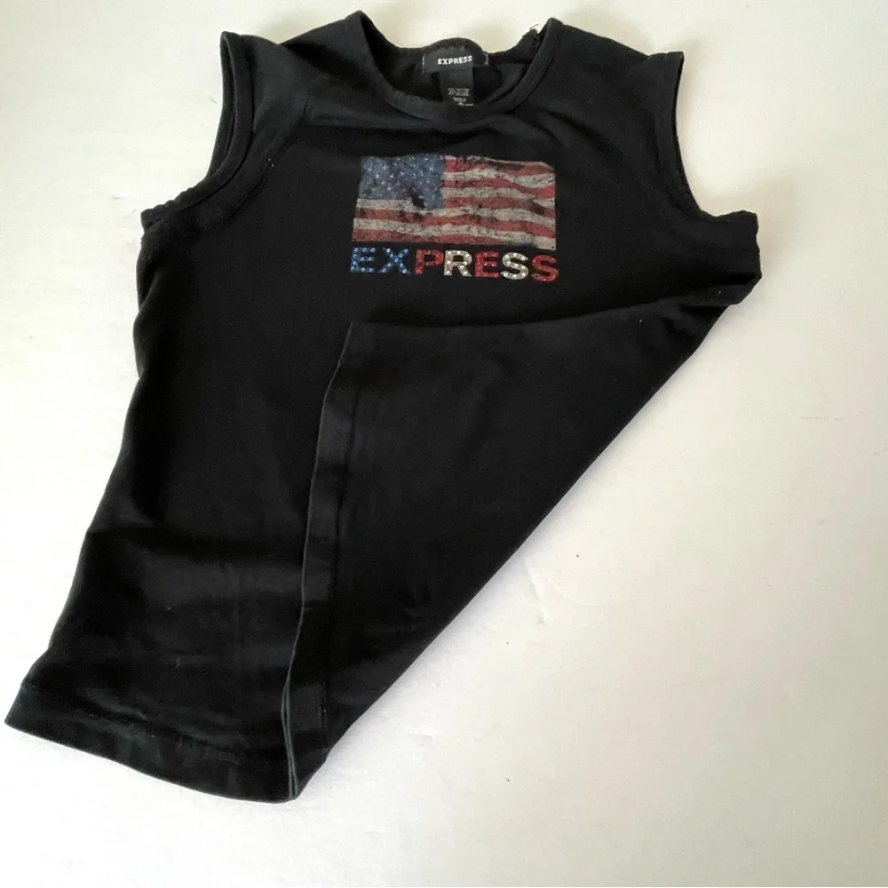 Vintage express black sleeveless shirt with the American flag - Picture 5 of 6
